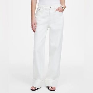NWT Madewell Low Slung Baggy Cuff Jeans White Size 24 Oversized Fit $138 NV386